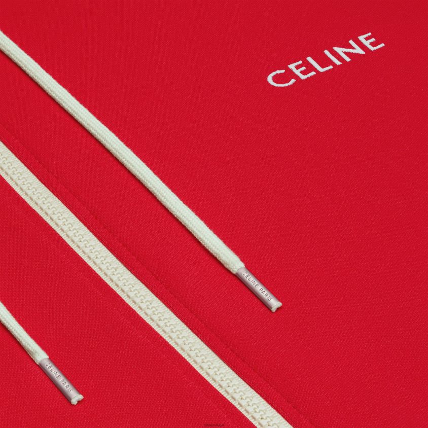 homens vestuário CELINE jaqueta de treino em jersey dupla face vermelho/ off white T204R1953