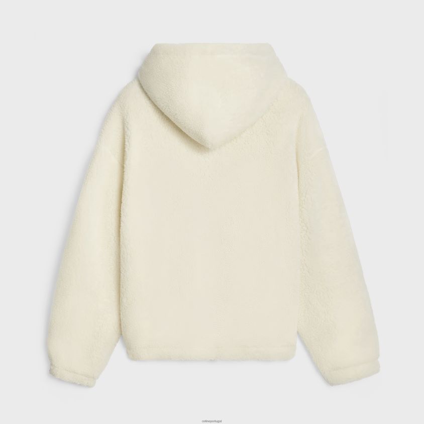 homens vestuário CELINE jaqueta em lã off white/preto T204R1805