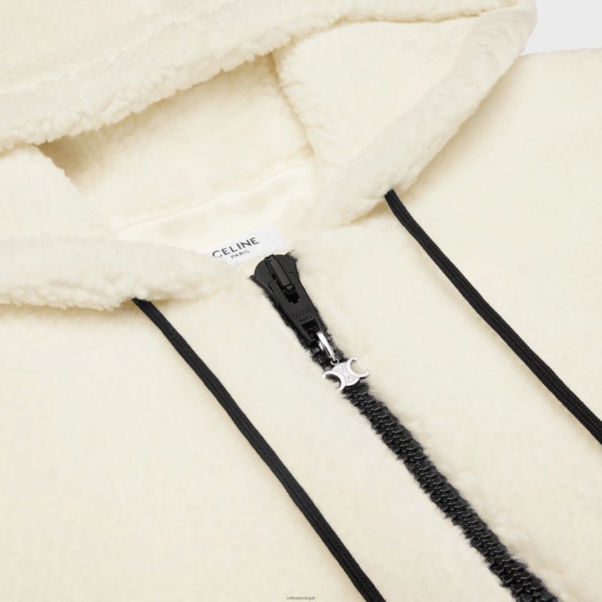 homens vestuário CELINE jaqueta em lã off white/preto T204R1805