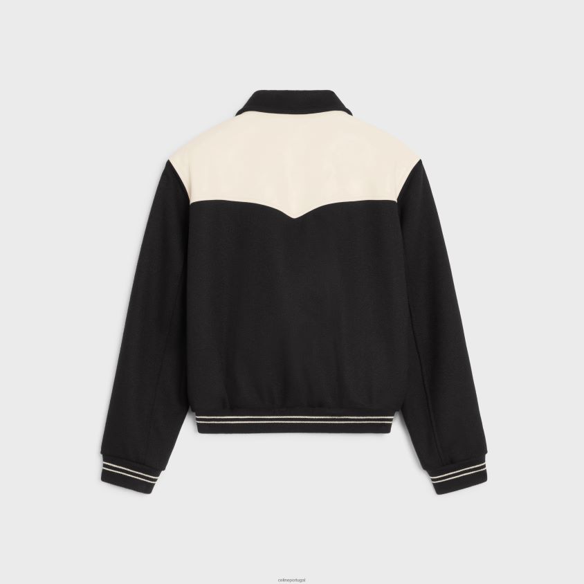 homens vestuário CELINE jaqueta jack teddy em lã blindada preto T204R1834