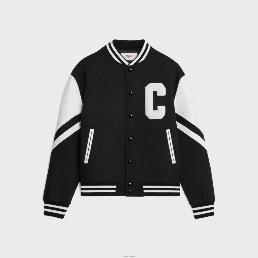 homens vestuário CELINE jaqueta jackson teddy em lã texturizada preto T204R1775