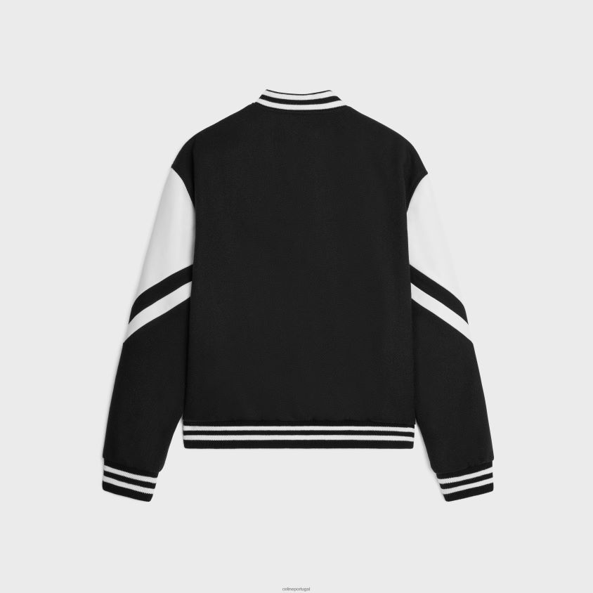 homens vestuário CELINE jaqueta jackson teddy em lã texturizada preto T204R1775