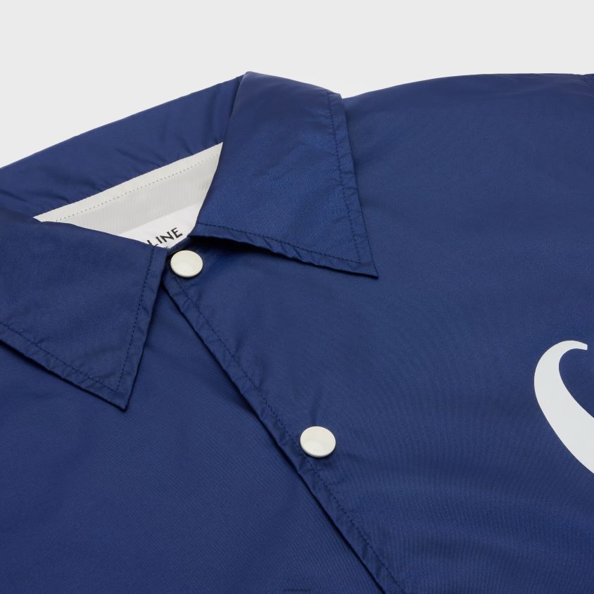 homens vestuário CELINE jaqueta longa em nylon leve azul-marinho T204R1850