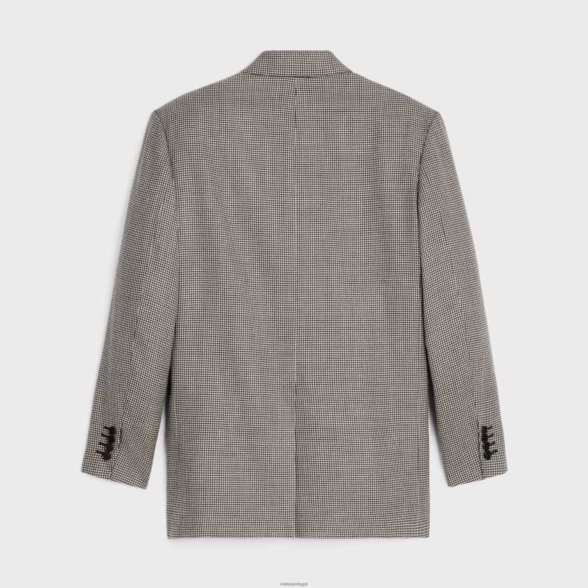 homens vestuário CELINE jaqueta quadrada em lã de caxemira craie/noir T204R1886