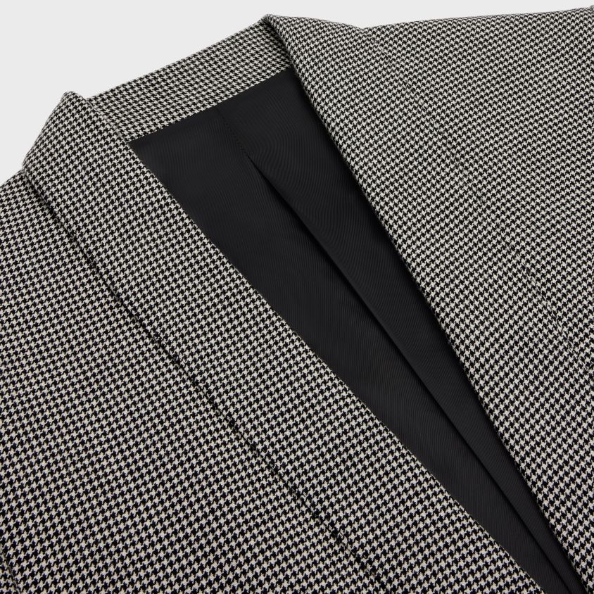 homens vestuário CELINE jaqueta quadrada em lã de caxemira craie/noir T204R1886