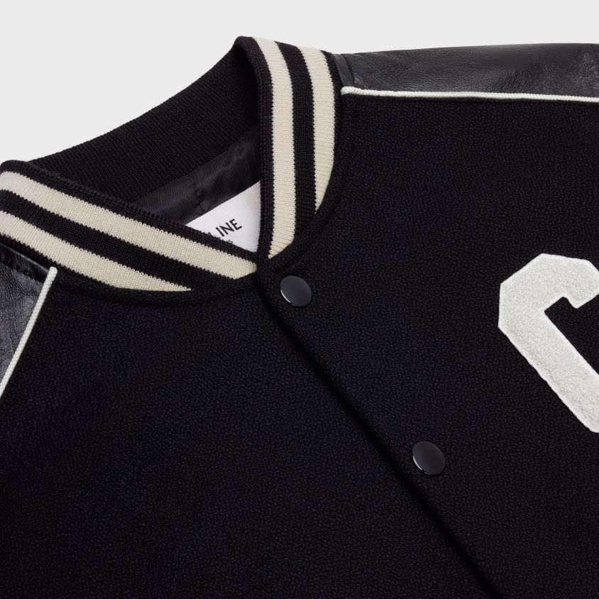 homens vestuário CELINE jaqueta teddy clássica em lã texturizada preto T204R1838