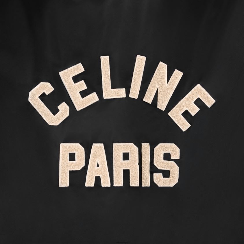 homens vestuário CELINE jaqueta teddy oversized com capuz em nylon preto T204R1853