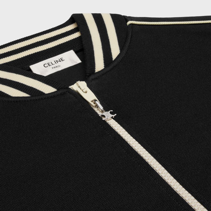 homens vestuário CELINE jaqueta triomphe teddy em jersey dupla face Preto branco T204R1848