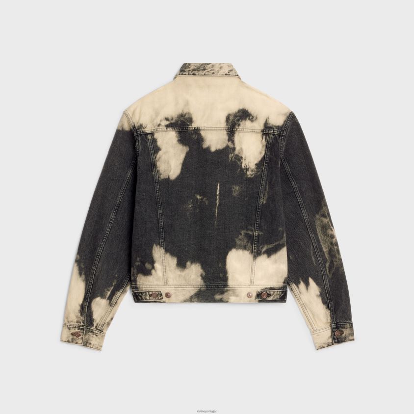 homens vestuário CELINE jaqueta trucker em V em jeans lavagem harris T204R1990