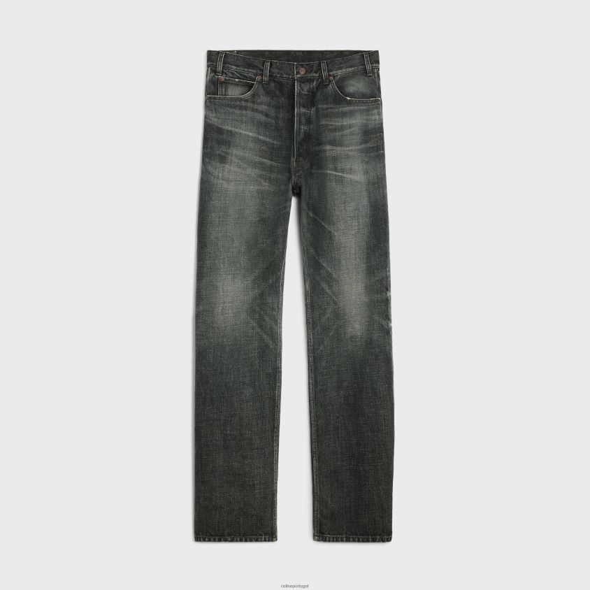homens vestuário CELINE calça wesley jeans enxágue com gelo preto T204R1992