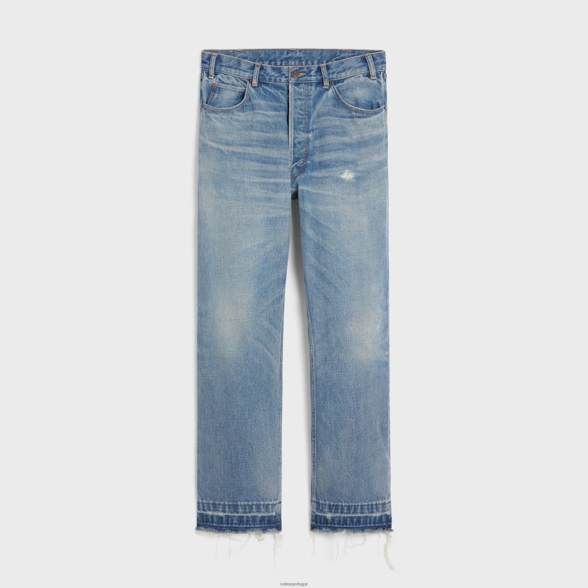 homens vestuário CELINE calça wesley jeans lavagem zuma T204R1995