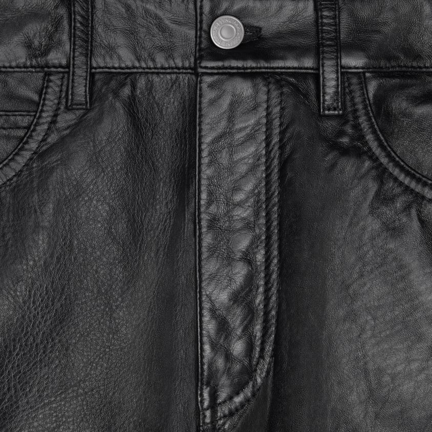 homens vestuário CELINE lou jeans em pele de cordeiro macia preto T204R1868