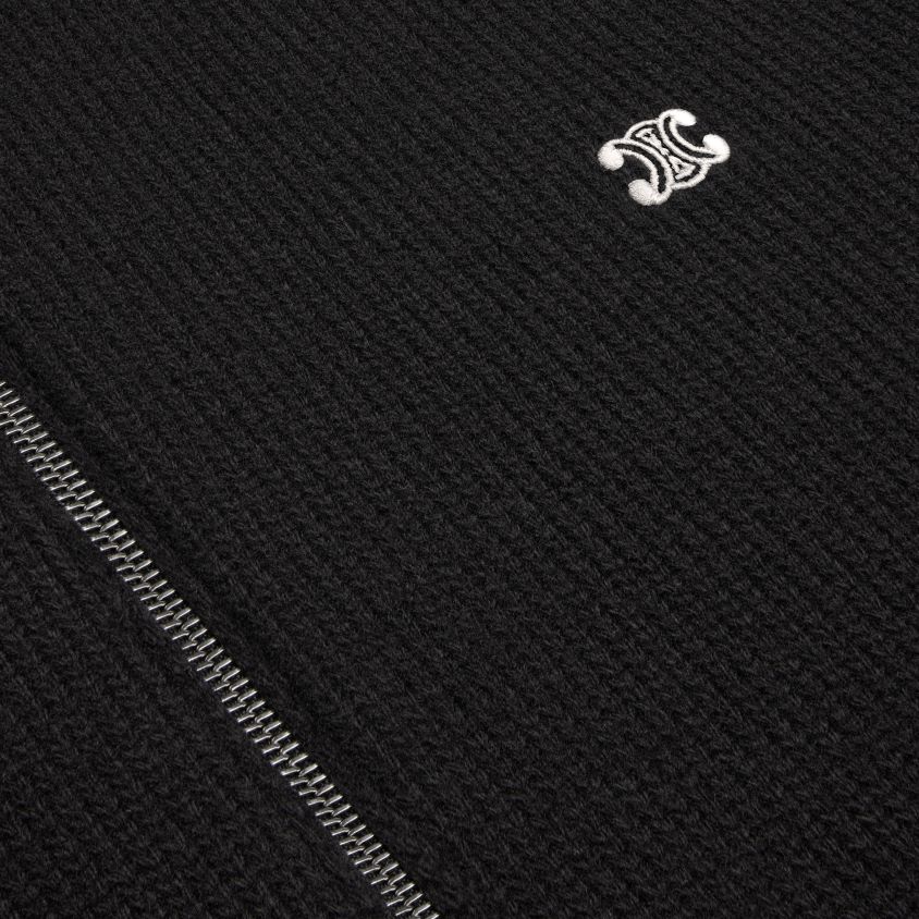 homens vestuário CELINE Suéter Triomphe com capuz em lã e caxemira preto/esbranquiçado T204R1985