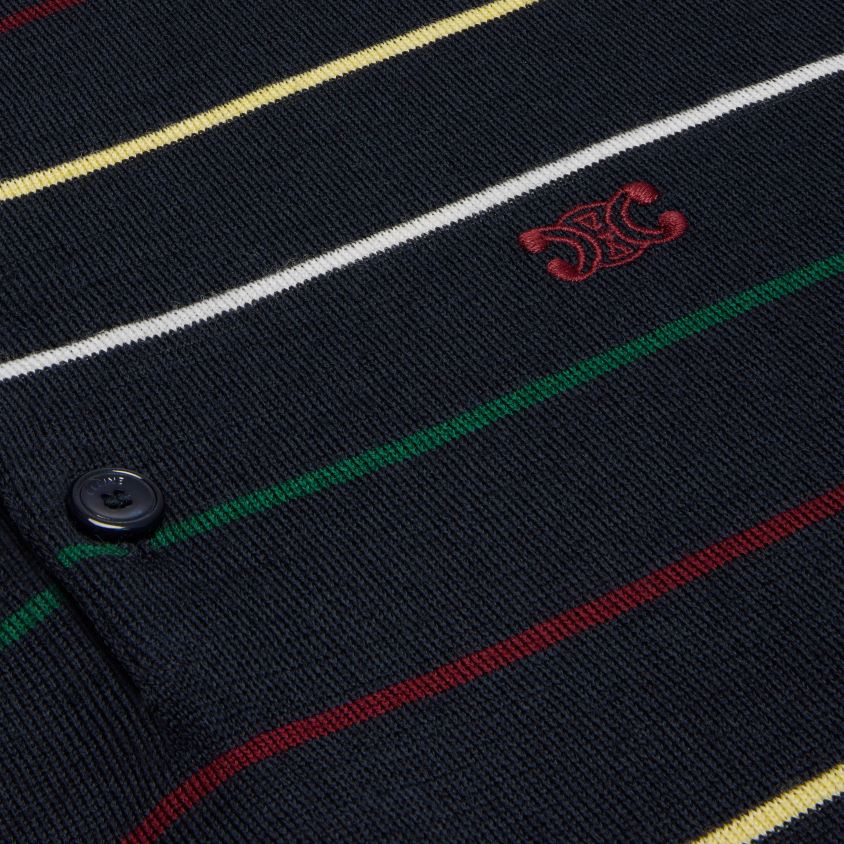 homens vestuário CELINE polo triomphe listrada em lã fina marinho/multicolorido T204R1978