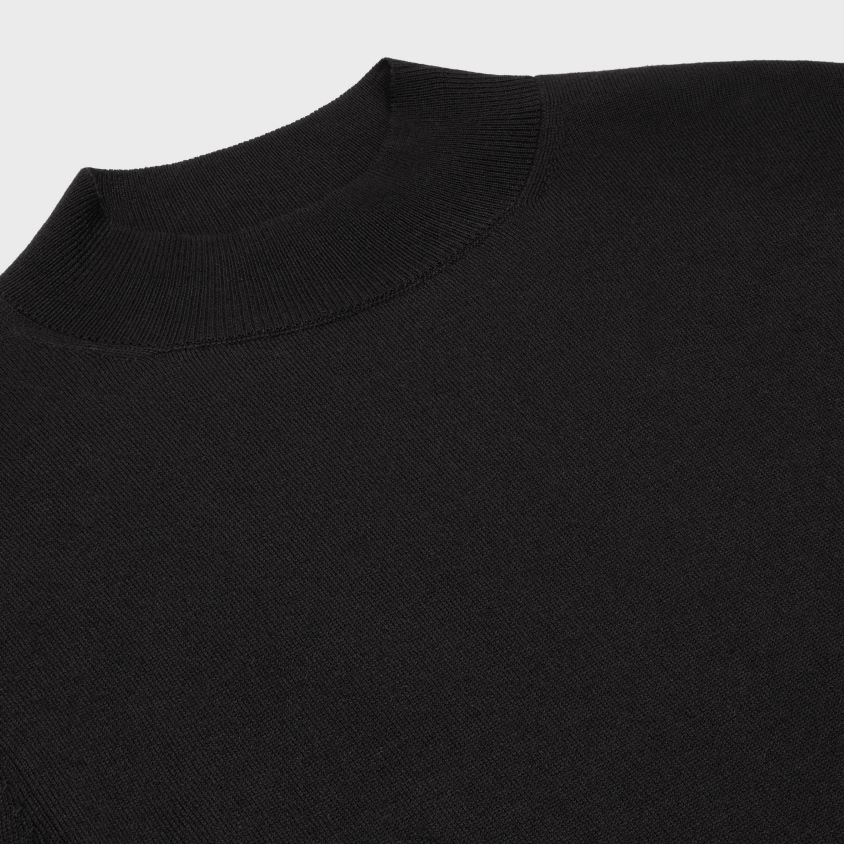 homens vestuário CELINE suéter de gola alta em algodão merino preto T204R1973