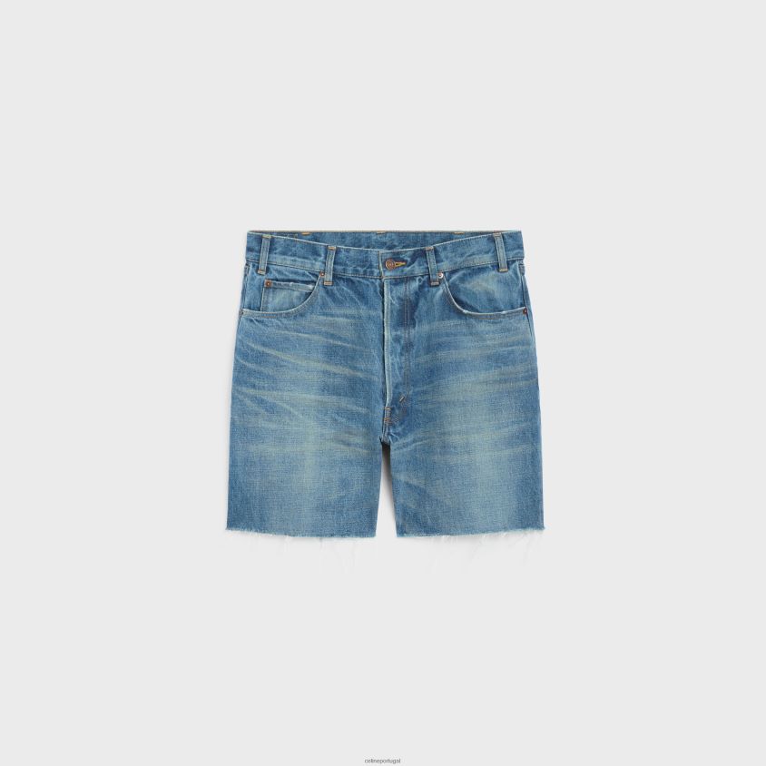 homens vestuário CELINE shorts Wesley em jeans Union Wash lavagem união vintage T204R2007