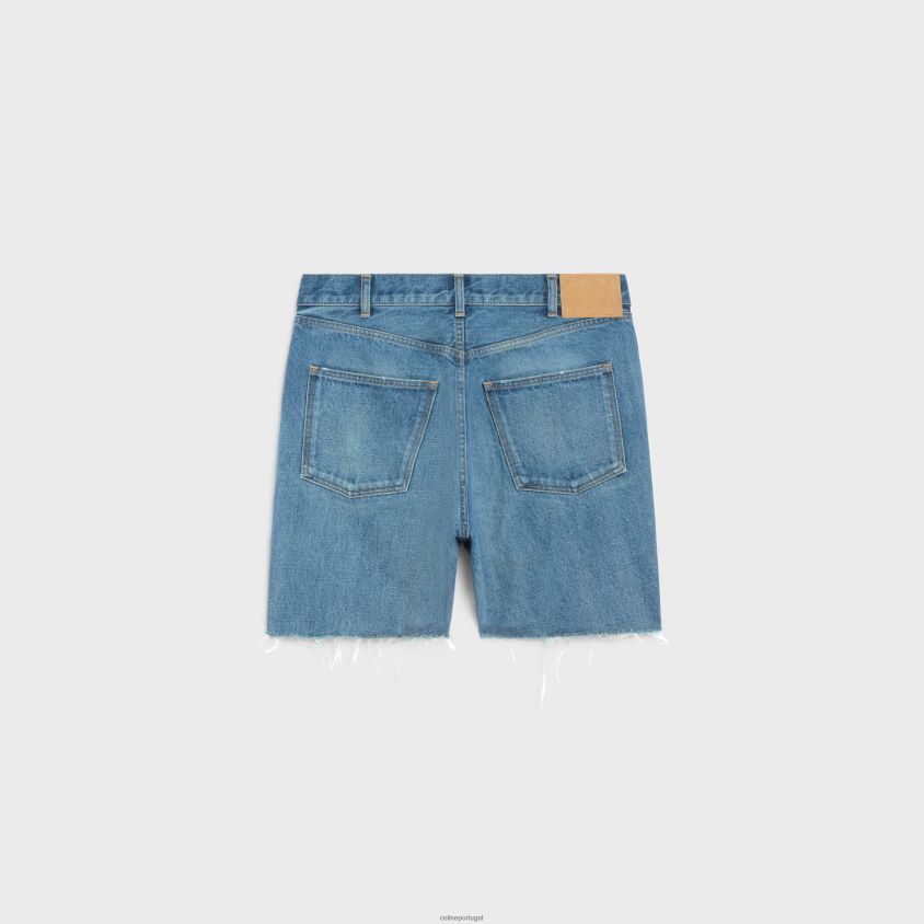 homens vestuário CELINE shorts Wesley em jeans Union Wash lavagem união vintage T204R2007