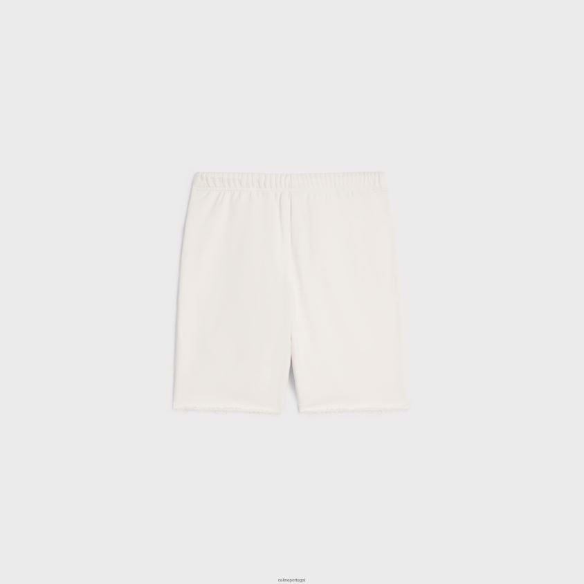 homens vestuário CELINE shorts bordados em lã de algodão creme/preto T204R2028