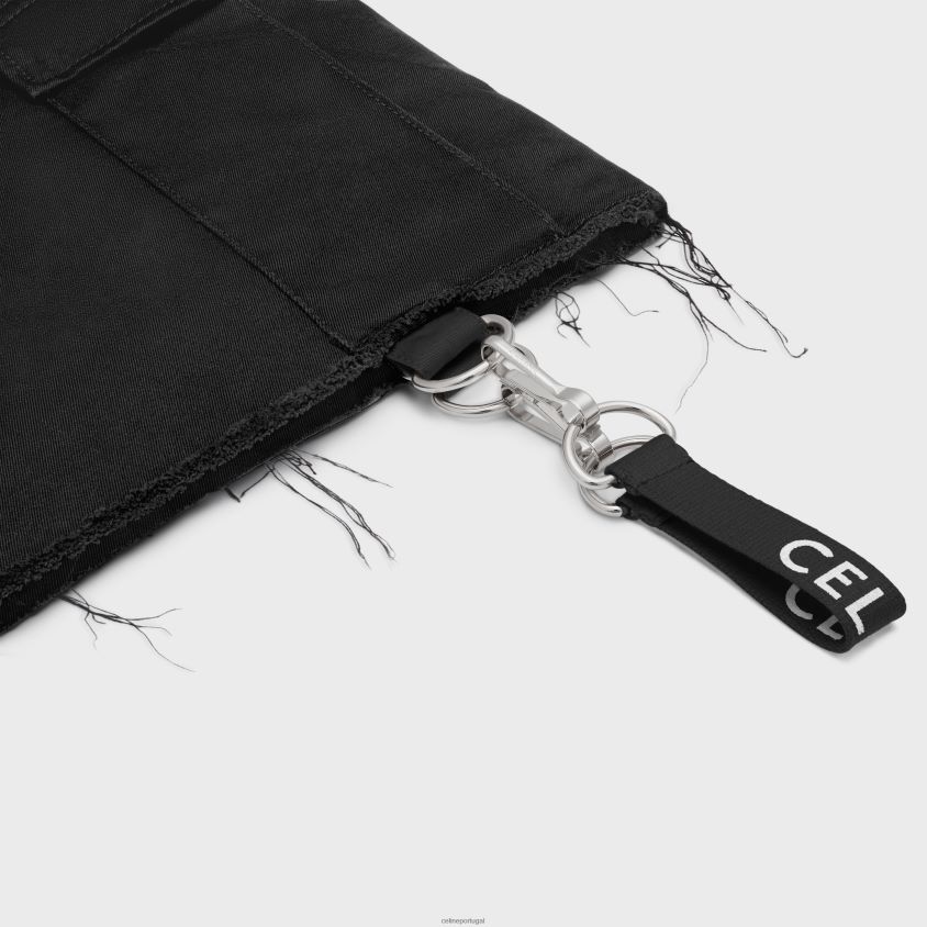 homens vestuário CELINE shorts com alças em algodão preto T204R2021