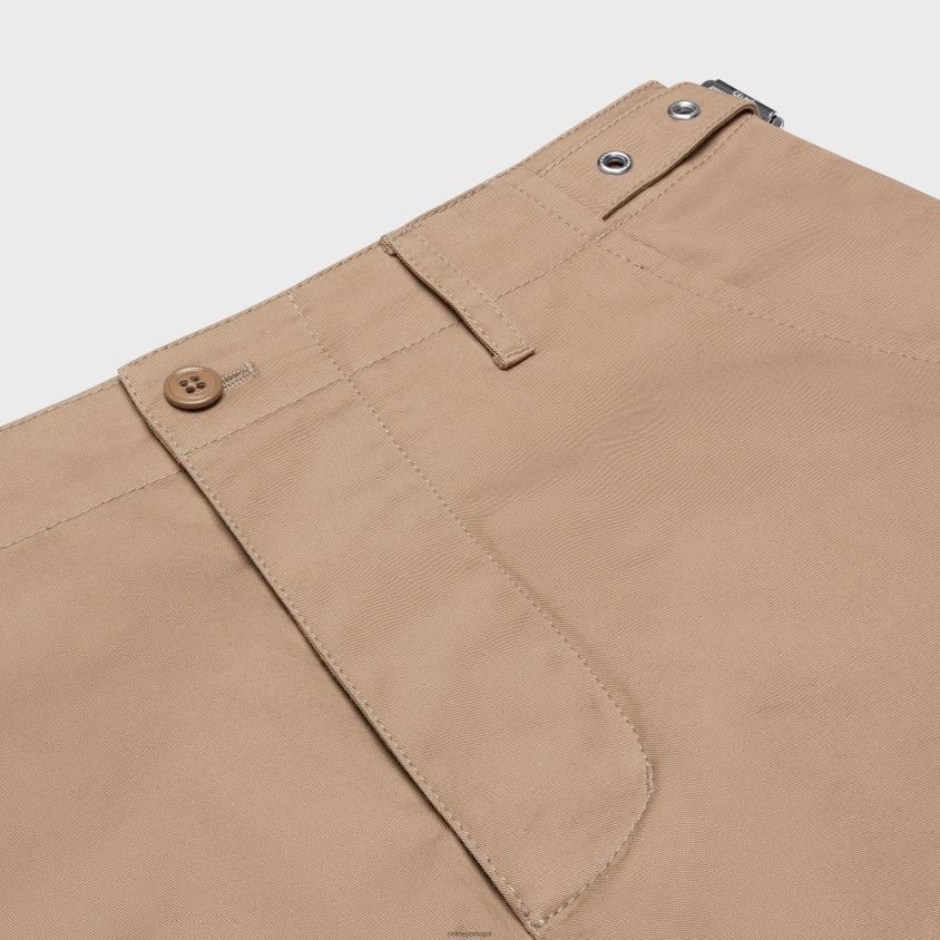 homens vestuário CELINE shorts com alças em linho de algodão bege T204R2022