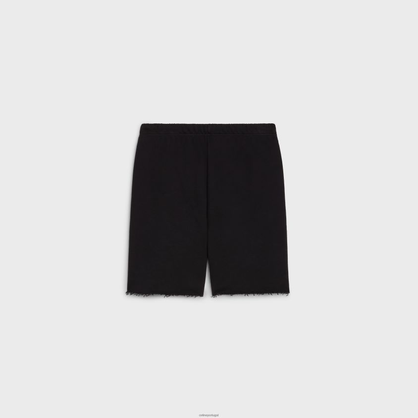 homens vestuário CELINE shorts em lã de algodão Preto branco T204R2025