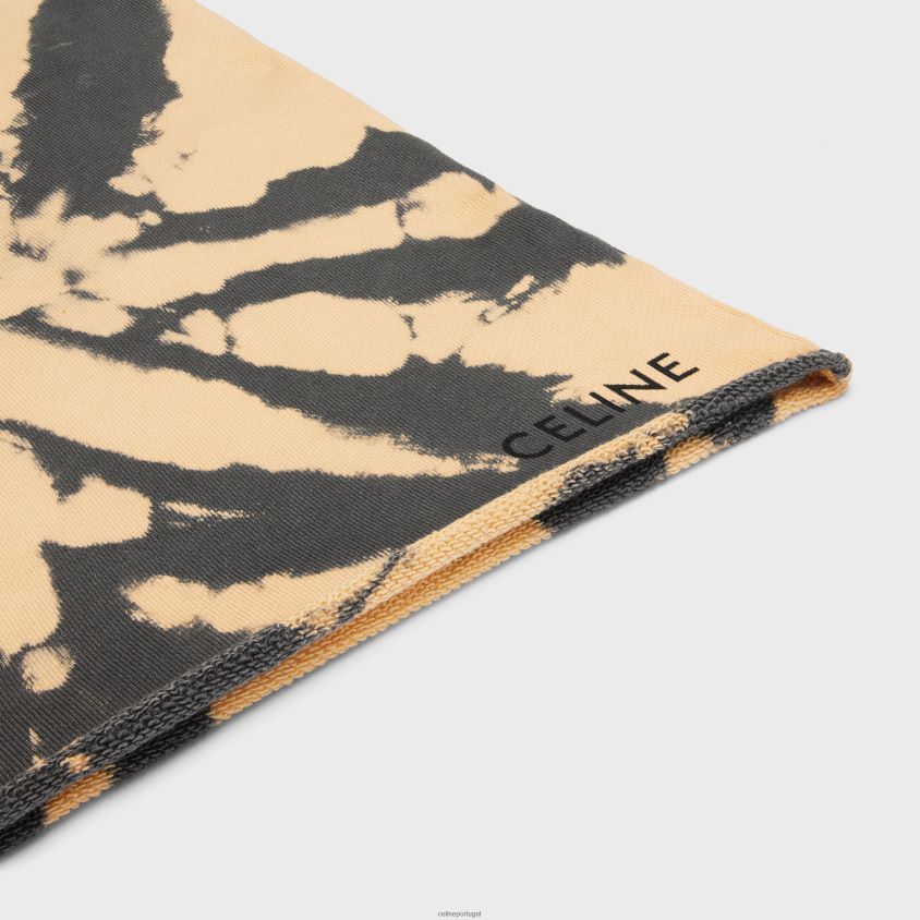 homens vestuário CELINE shorts em lã de algodão tie-dye cinza/bege/preto T204R2026