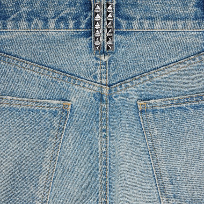 homens vestuário CELINE shorts wesley com tachas em jeans lavagem zuma T204R2009