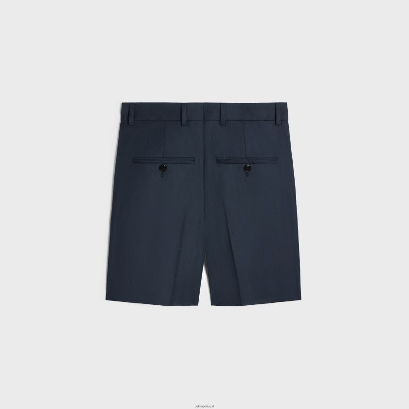 mulheres vestuário CELINE shorts em lã listrada azul marinho T204R589