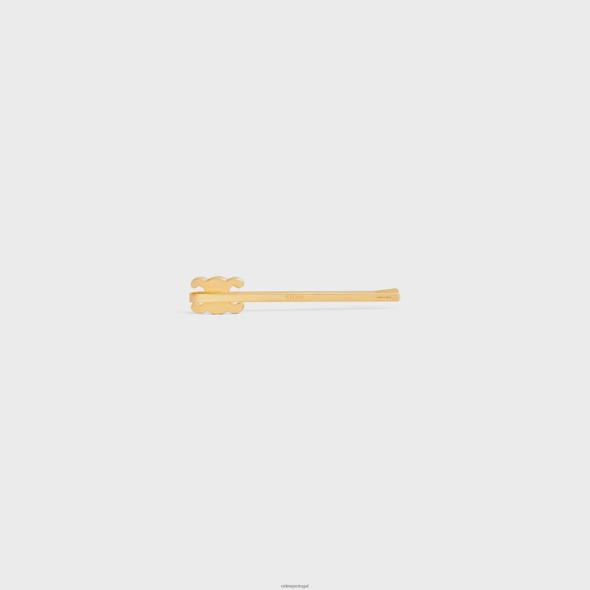 mulheres acessórios CELINE corrediça de cabelo triomphe em latão com acabamento e cristais ouro T204R1245