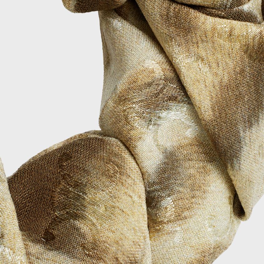 mulheres acessórios CELINE elástico de leopardo em seda e latão com acabamento dourado bege/dourado T204R1235