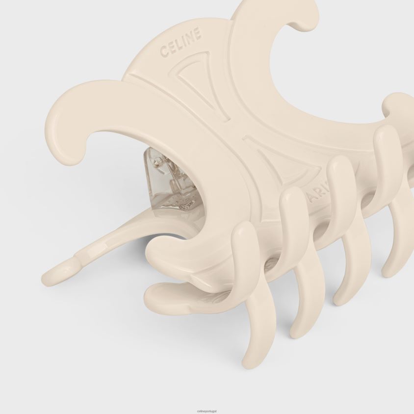 mulheres acessórios CELINE garra de cabelo grande triomphe em acetato marfim T204R1240