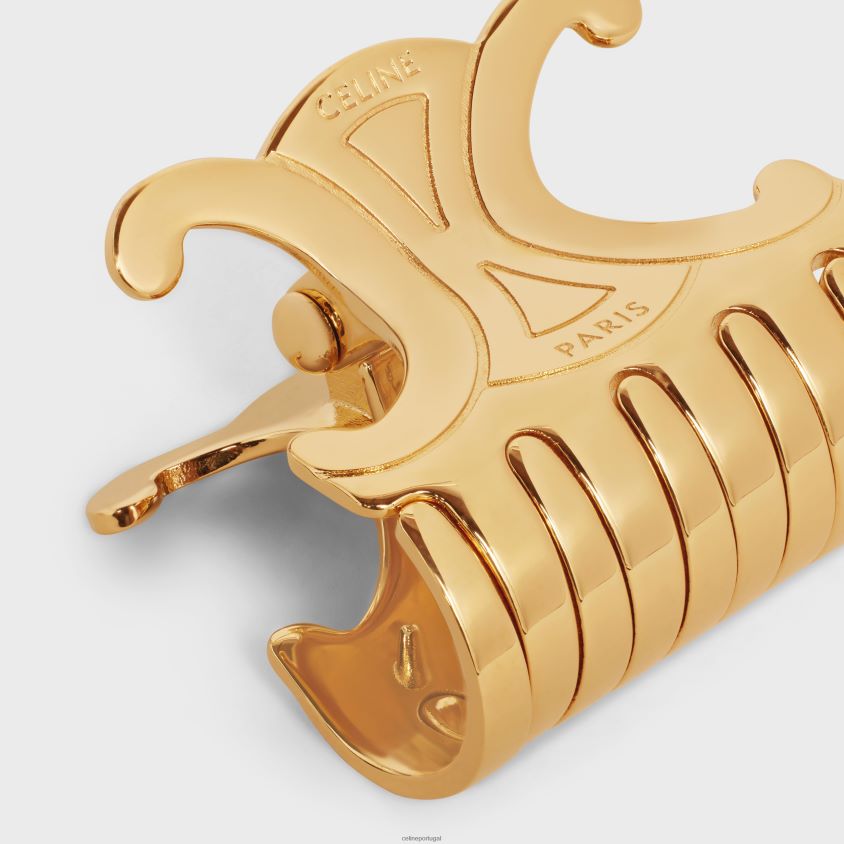 mulheres acessórios CELINE garra de cabelo médio triomphe em zamak ouro T204R1241