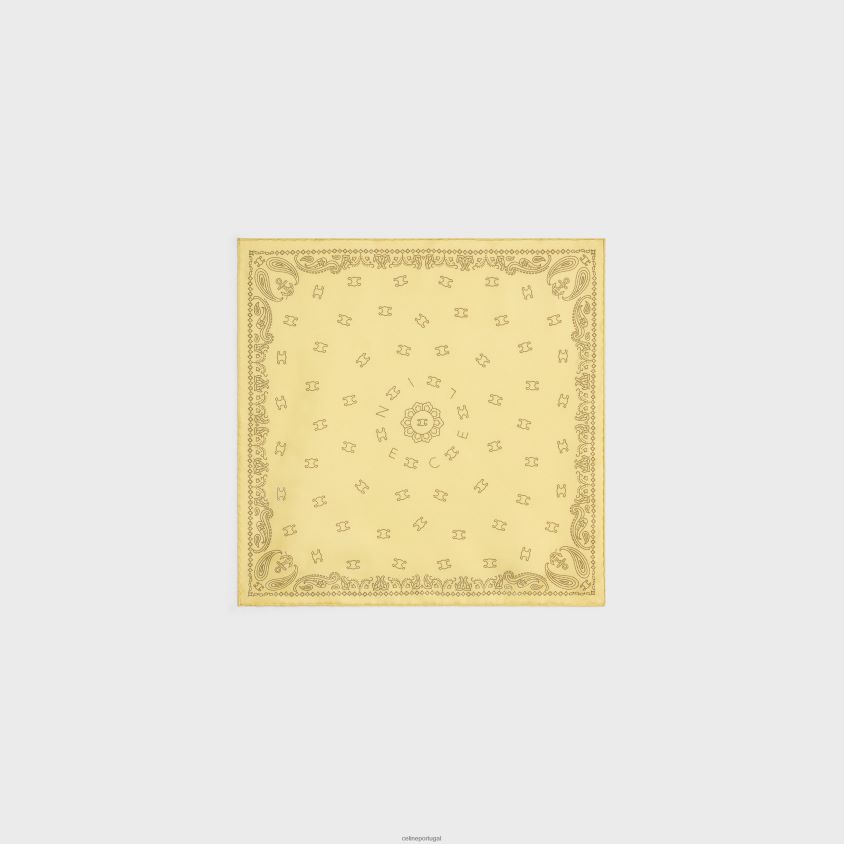 mulheres acessórios CELINE bandana em sarja de seda paille/ecorce T204R1214