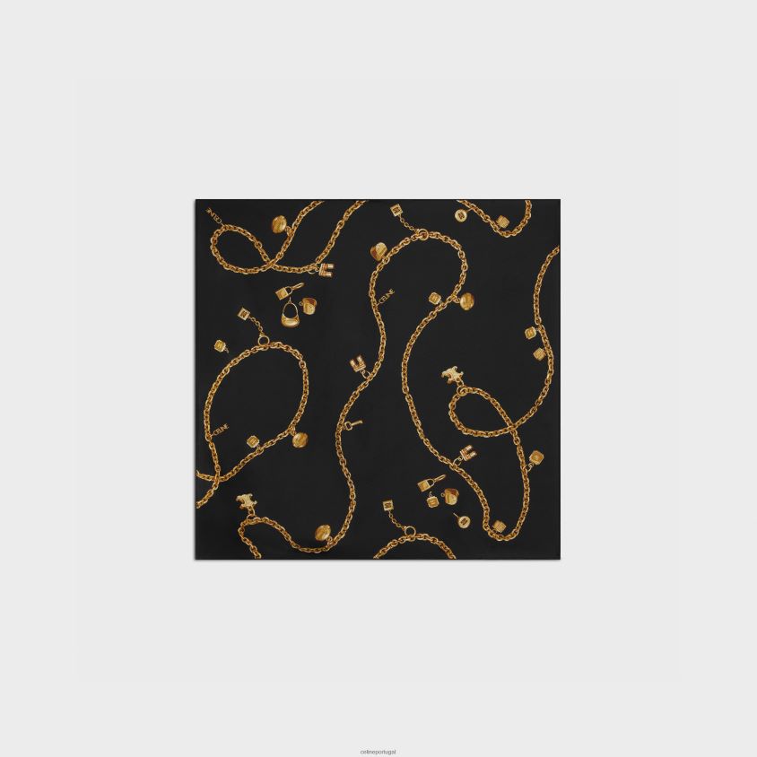 mulheres acessórios CELINE bandana em sarja de seda preto T204R1208