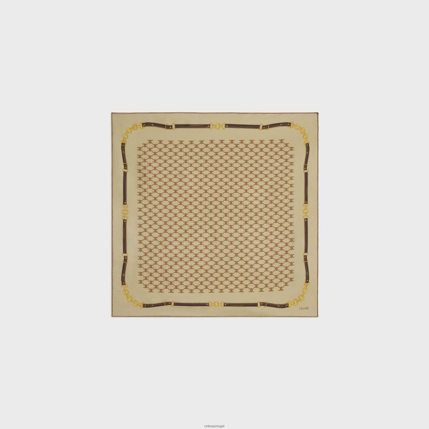 mulheres acessórios CELINE bandana em sarja de seda tradicional bege T204R1216