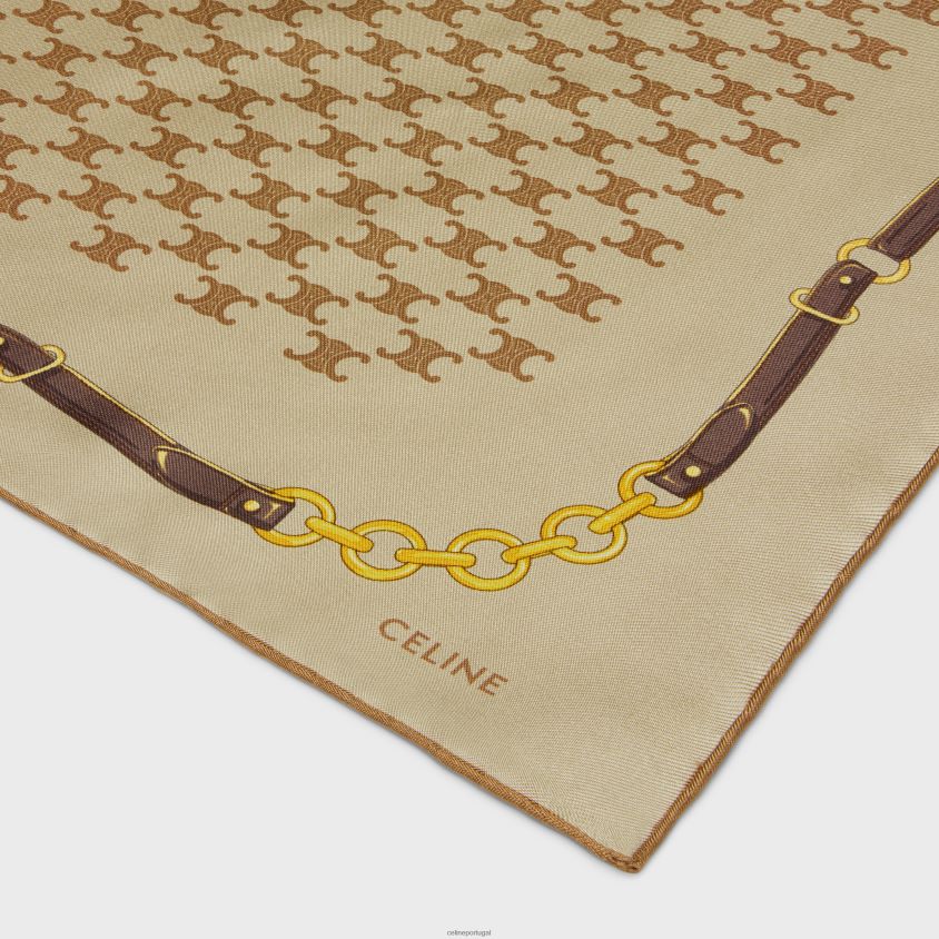 mulheres acessórios CELINE bandana em sarja de seda tradicional bege T204R1216