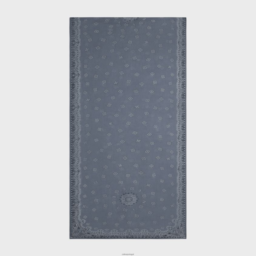 mulheres acessórios CELINE estola em musselina floral de caxemira jeans claro T204R1051