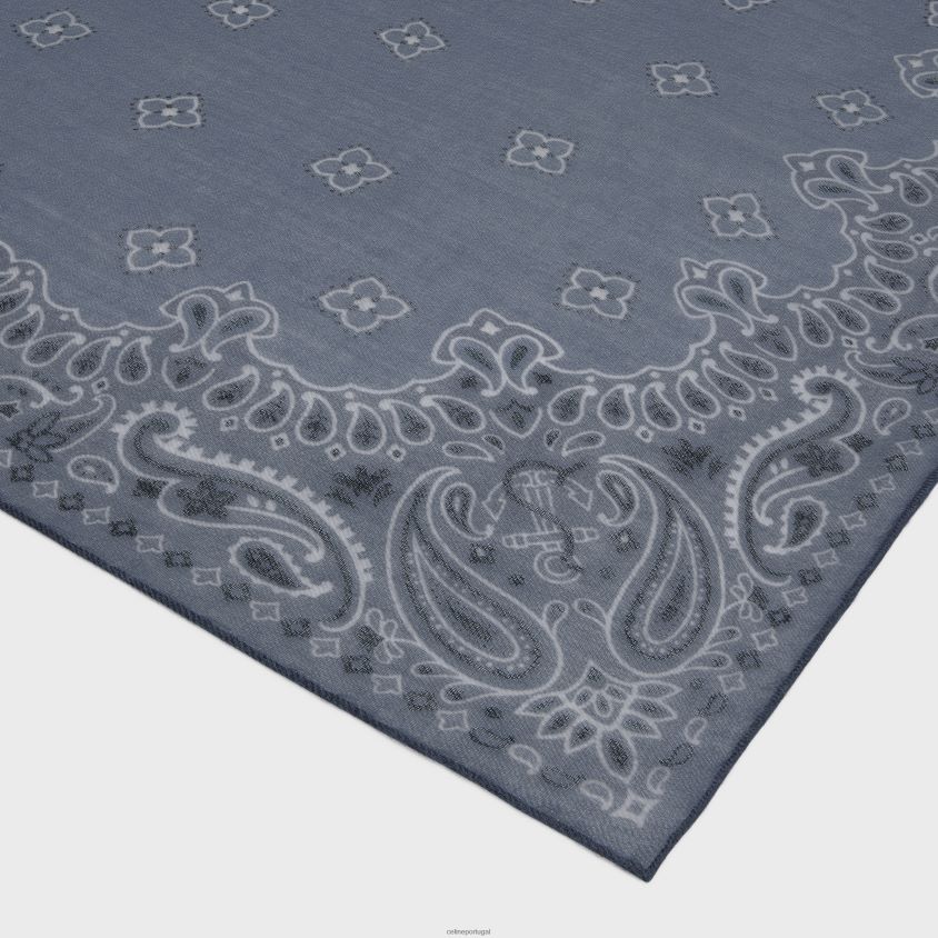 mulheres acessórios CELINE estola em musselina floral de caxemira jeans claro T204R1051