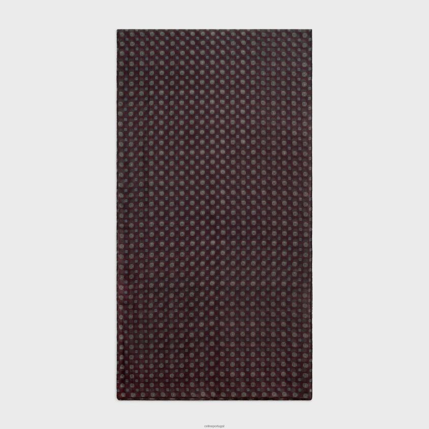 mulheres acessórios CELINE roubou em musselina de caxemira com estampa biscotto Bordéus T204R1199