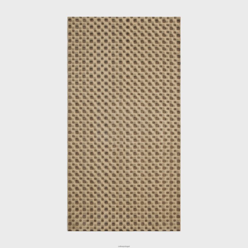 mulheres acessórios CELINE roubou em musselina de caxemira com estampa biscotto bege T204R1201