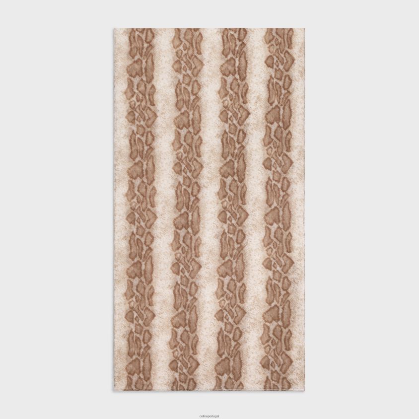 mulheres acessórios CELINE roubou em musselina de caxemira com estampa de cobra bege/marrom T204R1202