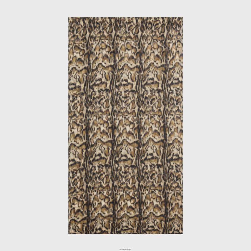 mulheres acessórios CELINE roubou em musselina de caxemira com estampa de jaguatirica leopardo T204R1200