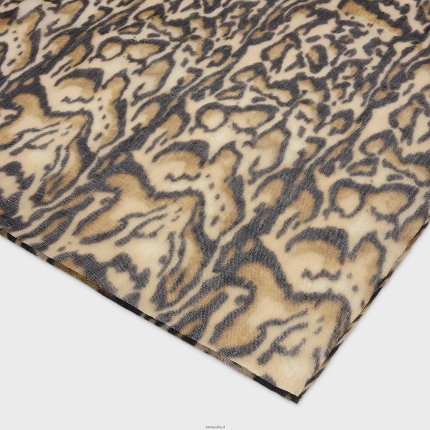 mulheres acessórios CELINE roubou em musselina de caxemira com estampa de jaguatirica leopardo T204R1200