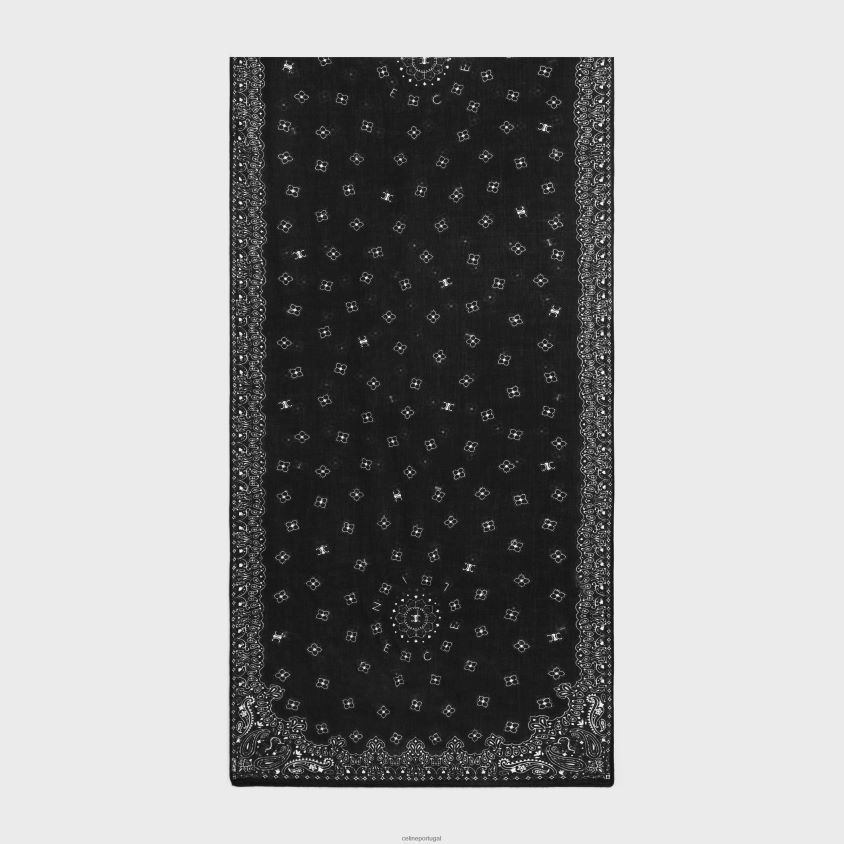 mulheres acessórios CELINE roubou em musselina de caxemira preto T204R1198