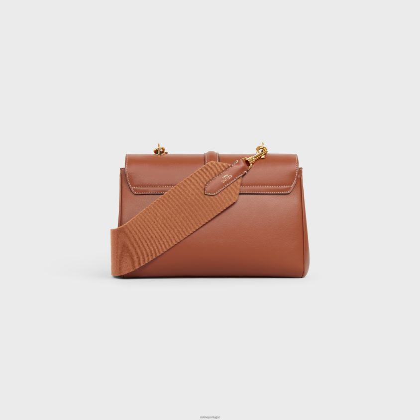 mulheres acessórios CELINE adolescente macio 16 em couro de bezerro liso bronzeado T204R144