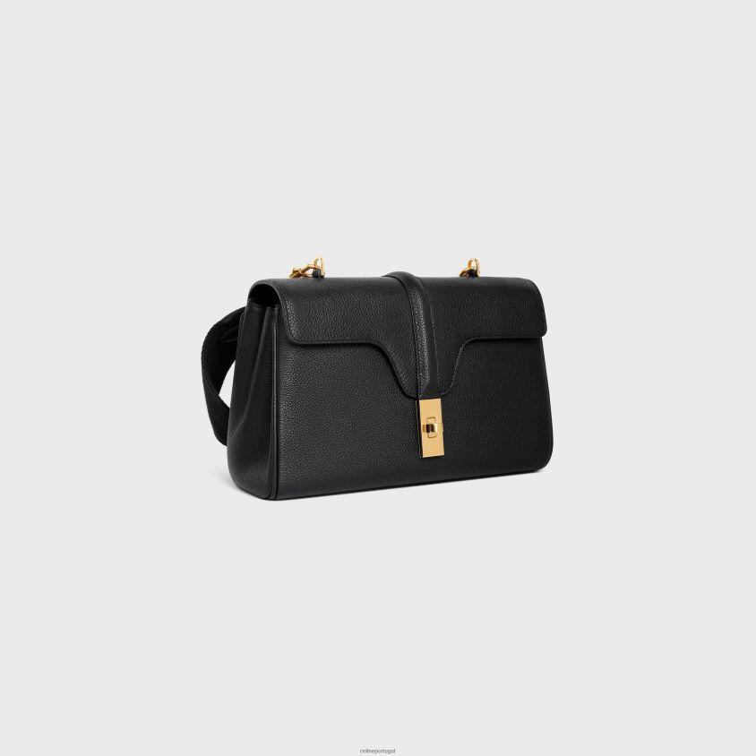 mulheres acessórios CELINE adolescente macio de 16 anos em pele de bezerro granulada e flexível preto T204R67