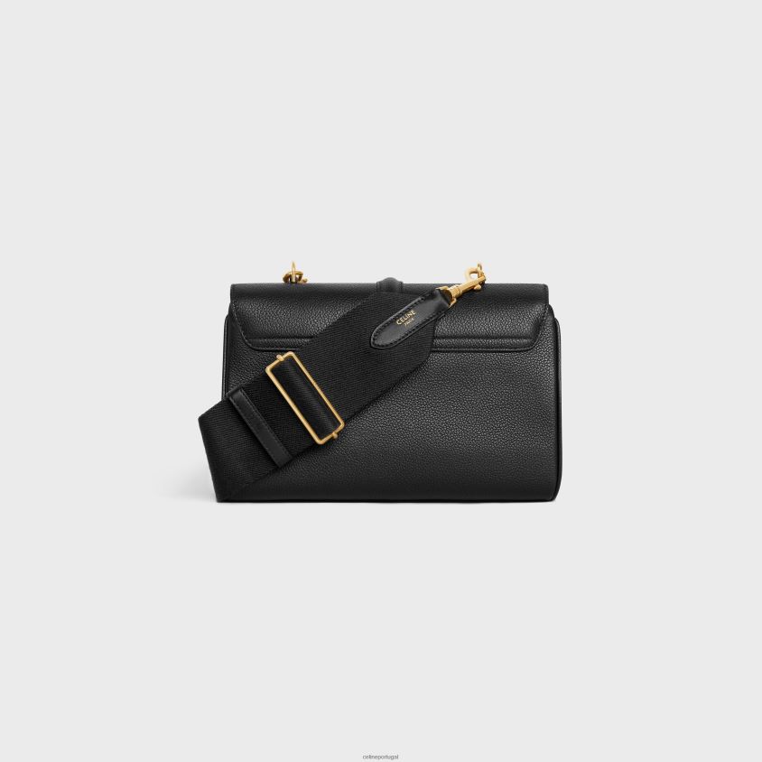 mulheres acessórios CELINE adolescente macio de 16 anos em pele de bezerro granulada e flexível preto T204R67