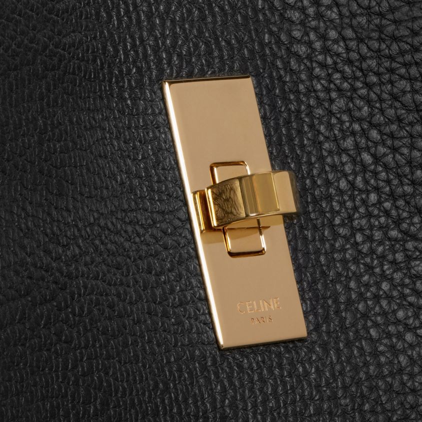 mulheres acessórios CELINE balde com 16 sacos em couro de bezerro granulado flexível preto T204R145