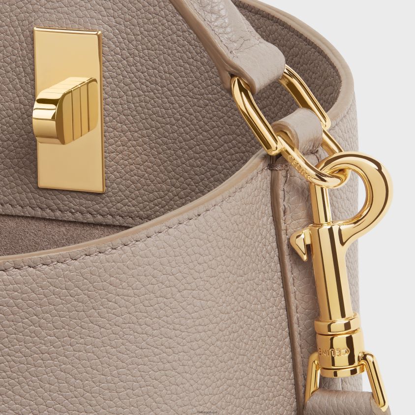 mulheres acessórios CELINE balde com 16 sacos em couro de bezerro granulado flexível seixo T204R68