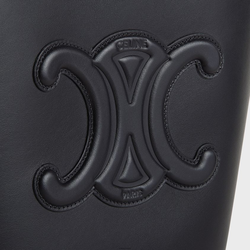 mulheres acessórios CELINE balde pequeno cuir triomphe em pele de bezerro lisa preto T204R198